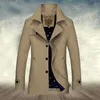 Ruelk outono casual masculina casacos cor sólida cor de comprimento médio de negócios cavalheiro lapel windbreaker jaqueta masculino 211011