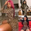 Women's Jumpsuits & Rompers Jumpsuit Women Tiger Pattern Leopard Turtle Neck Bodycon Long Sleeve Tops Shorts Romper Clubwear Bodysuit Sexy B