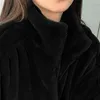Lautaro Winter Black Oversized Faux Fur Jacket Women Long Sleeve Stand Collar Korean Fashion Arrivals Womens Clothing 211110