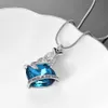 Wholesale Stainless Steel Blue Love Shaped Cremation Pendant Memorial Urn Necklace-You are always in my heart
