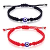 Pulseira de fio vermelho trançado feito à mão Corrente de elos para mulheres, homens, olho azul turco, charme, corda da sorte, ajustável, joias de amizade, presentes