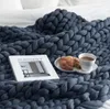 毛布2 * 2m、ダークグレー、分厚いニットの毛布手作り暖かい編み物スローブランケット