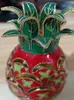 Kinesisk Cloisonne Filigree Pineapple Små Ornaments Koppar Emalj Office Desk Tillbehör Heminredning Hantverk Table Dekoration Present