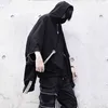 Houzhou Black Hoodie Goth Sweat Capuz Techwear Downwear Punk Gótico Darkwear Hoodie Moletons Harhjuku 211116