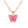 Collier pendentif papillon plaqué or 18 carats pour femmes, dames, mariage, Animal, jolis bijoux, cadeau d'anniversaire, vente en gros