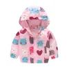 Abbigliamento primaverile Ragazzi Ragazze Cappotto Giacca con cappuccio a maniche lunghe con cerniera Cappotto stampato in poliestere Abbigliamento per bambini Cappotto per bambini Multicolor 210713