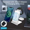 3 in 1 15 W Opvouwbare draadloze oplader Stand voor iPhone 13 Pro max 12 11 XS XR X 8 Apple Watch 7 6 SE 5 QI Fast Charging Dock Fit Airpods Iwatch Samsung Xiaomi Smartphone