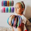 33pcs 15cm2cm Satin Headbands Girl Hoop Headwear Band Kvinnor Täckt Plast ABS Hårtillbehör Multicolor DIY