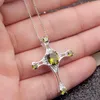 Подвесные ожерелья hermosa элегантный крест священное зеленое серебряное цвет для женщин для женщин заклинание цепное ожерелье 20 дюймов