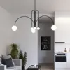 Lámparas candelabro de bolas de cristal de diseño moderno, iluminación para sala de estar/dormitorio/oficina, lámpara colgante nórdica, accesorio LED Vintage