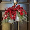 Adornos navideños, campanas con lazo para puerta delantera, adorno de campana de árbol, colgante, decoración del año del hogar 2022