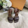 2021 Luxury High Heels Leather Sandal Suede Mid-heel 7-11cm Women Designer Sandals Summer Beach Sexy Wedding Shoes Size 35-40 With Box