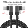 3,3 Fuß/6,6 Fuß/10 Fuß USB-Doppelkopf Typ C auf Typ C 90 Grad rechtwinkliges Ellenbogen-Ladekabel Nylon geflochtenes 60-W-Schnellladegerät für Huawei Xiaomi Samsung