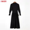 Women Turtleneck Sweater Dress Autumn Winter Warm Long Dress Sashes A Line Knitted Office Lady Elegant Dresses Pull Femme AQX14 210609