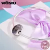 Wostu Real 925 Sterling Silver Sparling Murano GlassビーズフィットオリジナルWSTチャームブレスレットジュエリークリスマスギフトCQZ061 Q0531