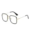 Large Square Lenses Metal And Plastic Blue Light Anti Sunglasses Frame Computer Geek Glasses Wholesale