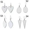 Sublimation boucles d'oreilles en forme de coeur faveur simple face bricolage Triangle inversé boucles d'oreilles créatif métal oreille bijoux pour femmes