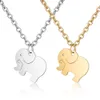 10st söta lyckliga baby elefant choker halsband sätta femme tecknad djur rostfritt stål charm hängande kvinnor syster damer par krage mode guld kedja smycken