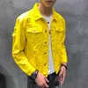 Jaqueta Masculino Autumn New Denim Jacket Men Down Collar Simple Loose Men Jacket Lover Long Sleeve Hole Jeans Jacket Men T200502