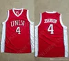 安く注文のラリージョンソン＃4 Unlv Rebelsメンズバスケットボールステッチジャージー赤ステッチカスタマイズ任意の数名男性女性ユースXS-5XL