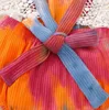 Baby Tie Dye Outfit Pak Kinderkleding Set Pit Strip Overall Kant Stitching Jumpsuit Hoofdband 2pcs / Set YL434
