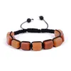 Taglio rettangolare Yoga Seven Chakra Bracciali in pietra naturale Bracciale regolabile in tessuto Cinturino da polso per donna Gioielli di moda volontà e sabbia