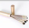 Partihandel 5PCS / Set Makeup Brushes Set Powder Blush Foundation Make Up Tools Kit Beauty Tool med Gold Tube