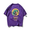 Ciambelle Dinosauro Hip Hop Oversize T Shirt Uomo Streetwear Stampato Tshirt Manica corta Cotone sciolto HipHop T-Shirt Coppia Estate 210603