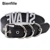 Fashion Gold Men Women Girl Slave Name Word Collar Buckle Necklace Black PU Leather Kawaii Jewelry3295589