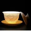 Dragon Gaiwan Gai Wan 도자기 Phoenix Auspicious Tea Tureen 우유 Oolong Bone China Cover Bowl