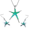 Orecchini Collana Sea World Starfish Design Fuoco Sintesi Opale Ciondolo Oceano Animale Maxi Collane per le donne Set di gioielli Boho1188045