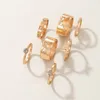 7pcs/sets Pretty Butterfly Ring Sets for Women Hollow Out Geometry Shiny Crystal Stone Wedding Jewelry