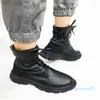 Moda-Sonbahar ve Kış Beyaz Siyah Tıknaz Taban Platformu Çorap Botları Streç Kumaş Ayakkabı Kadın Orta Buzağı Kalın Topuk Chelsea Patik