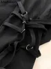 Japanse harajuku vrouwen streetwear onregelmatige sundress bretels gothic punk stijl zwarte bandage jurk mouwloze slanke 210623