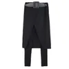 Pantalones de mujer de primavera otoño 2021, pantalones de falda de tubo de dos piezas falsos negros de alta elasticidad, pantalones de moda para mujer, ropa de calle WP24 Q0802