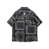 Men's Casual Shirts Men Harajuku Streetwear Shirt Bandana Print Hip Hop Short Sleeve Camiseta Male Summer Clothing