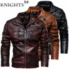 Street Knights Veste En Cuir Hommes Hiver Polaire Moto Pu Leahter Veste Homme Col Montant Casual Coupe-Vent Mince Manteau 4Xl 211008