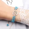 Fili di perline Bohemian 4MM Black Line Blue Turquoises Bracciale fatto a mano Doppia fila Braid Braccialetti da polso Gioielli Amicizia Guarigione Pulsera K