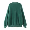 Toppies Camisola de Inverno Cardigan Mulheres Faux Pele De Malha Camisola Botão Verde Cardigan Tops Quentes 211218