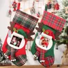 Christmas Stockings with Photo Frame Buffalo Plaid Kids Gift Bags Holiday Party Xmas tree Fireplace Decor PHJK2109