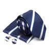 Cravate cravat bouffées de manchette ensemble net cave de la mode Stripe jacquard liens hommes fête cadeau robe de mariée accessoires accessoires
