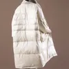 Ailegogo hiver femmes épais chaud 90% duvet de canard blanc longue Parka décontracté femme poche fermeture éclair neige Outwear vestes amples 210923