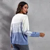 European American New Women's Knits Tees Gradient Färg Blå Striped Matchande Långärmad Stickad Tröja Lös Höst Vinterkläder