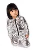 Spring Autumn Kids Silver bomber Jacket Stage Performance Wear paillette feminina casaco Hip Hop dance coat 211204