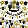 złoto i czarne dekoracje urodzinowe