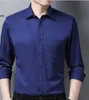 Mens Solid Color Slim Fit Casual Business Clothing Langärmliges Hemd Herren Kleidungskleidung Männer Lässige Hemden