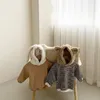 Baby Set Hooded Animal Ear Winter Peuter Meisjes Sweatshirt Dikke Fluwelen Kinderkleding En Broek Voor Jongens Jas Bovenkleding 210309