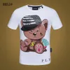 Plein Bear T Рубашка Мужская Дизайнер Футболты Марка Бренд Одежда Хрустана Череп Мужские Футболки Классическое Высокое Качество Хип-Хоп Уличная одежда Футболка Повседневная The Tees PB 11394