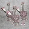 9 tums hjärtaform Rosa färgglas DAB Rigger Bongs Hookahs Vattenrör 14mm Joint Rökning Olje Rigar Bong med skålar 4mm Quartz Banger