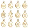 Rostfritt stål Rundform 12 Constellations Zodiac DIY Charms Fashion Accessroies Armband Halsband Hängsmycke Smycken